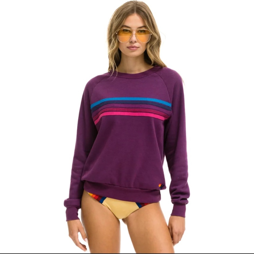 Aviator Nation - 5 Stripe Crewneck Sweatshirt - Size S